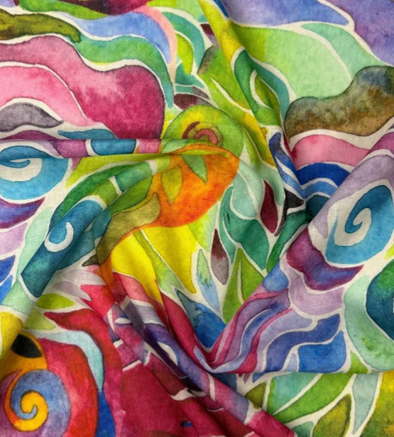 Colorful Abstract Floral Fabric Sold by Metre
