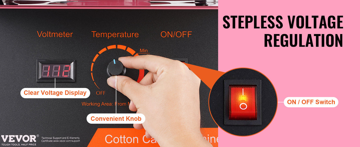 VEVOR Electric Cotton Candy Machine 1000W Candy Floss Maker Commercial Cotton Candy Machine Stainless Steel Bowl and Sugar Scoop