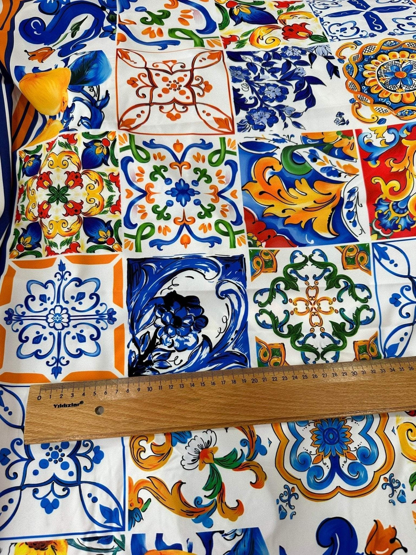 Sicilian Print Silky Crepe Fabric by Metre