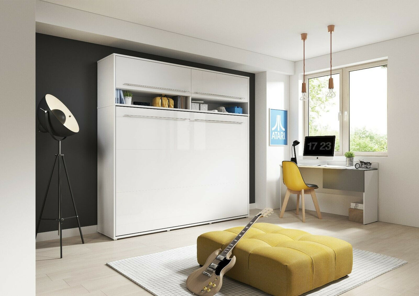 CP-04 Horizontal Wall Bed Concept Murphy Bed 140cm with Over Bed Unit
