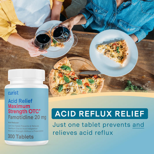 Curist Famotidine 20mg Bulk Pack – 300 Tablets | OTC Heartburn Relief
