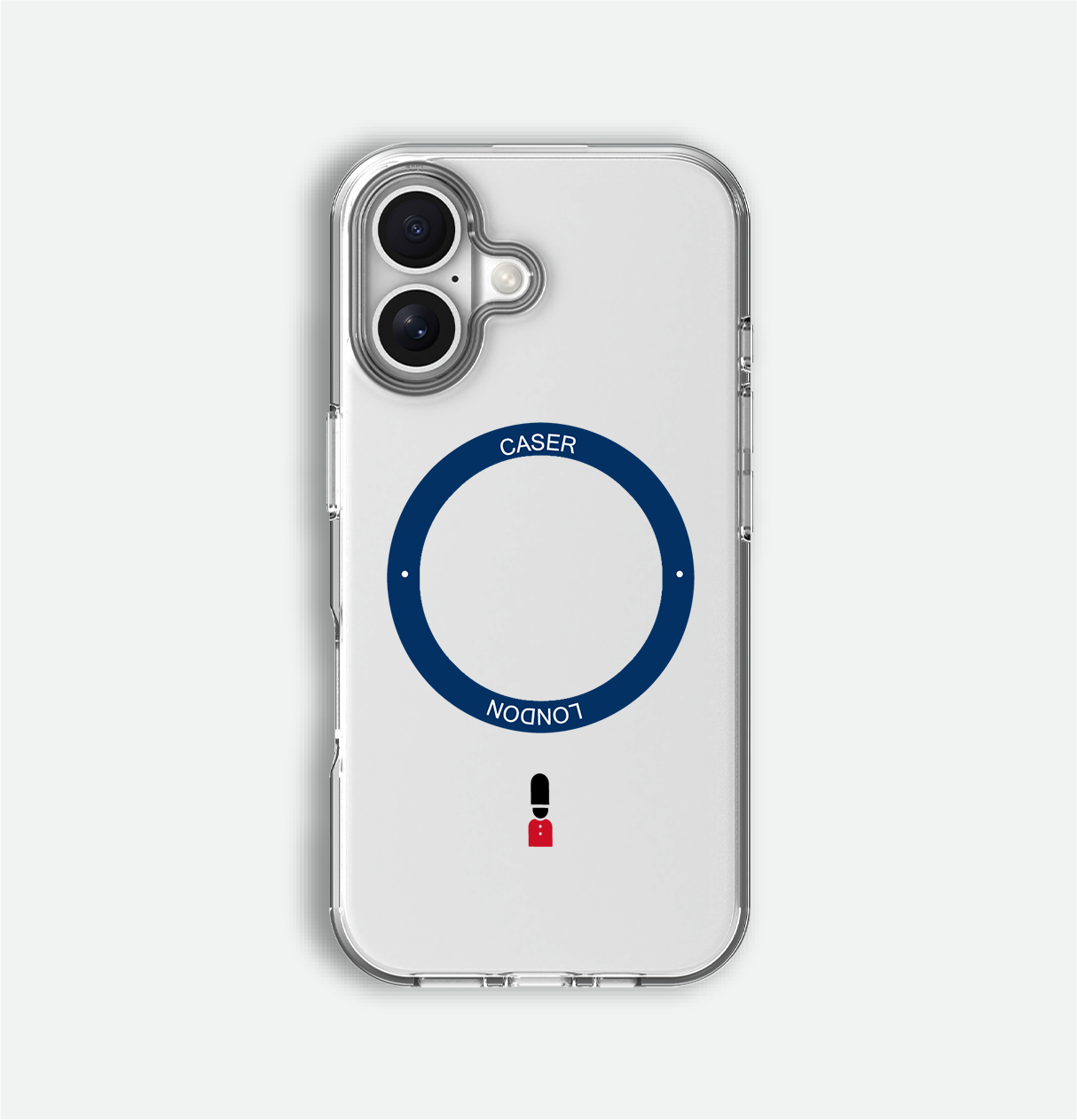 Slim Clear iPhone 16 Pro Max Case with Royal Blue MagSafe Ring - King's Guard | The Iconic Case
