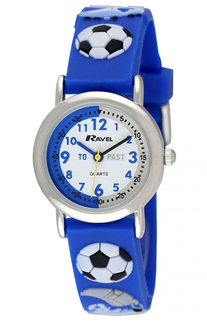 Ravel Ravel Children Boys 3D Cartoon Time Teacher Watch Football Blue R1513.32B