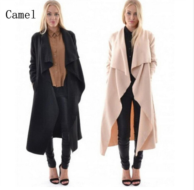 Explosive Long Sleeve Cardigan Jacket Irregular Mid-length Windbreaker