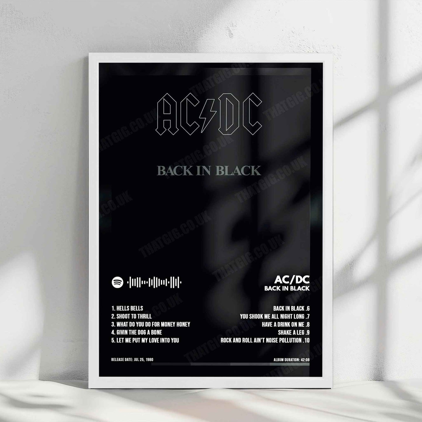 AC/DC "Back in Black" Album Cover Poster - with Complete Tracklist