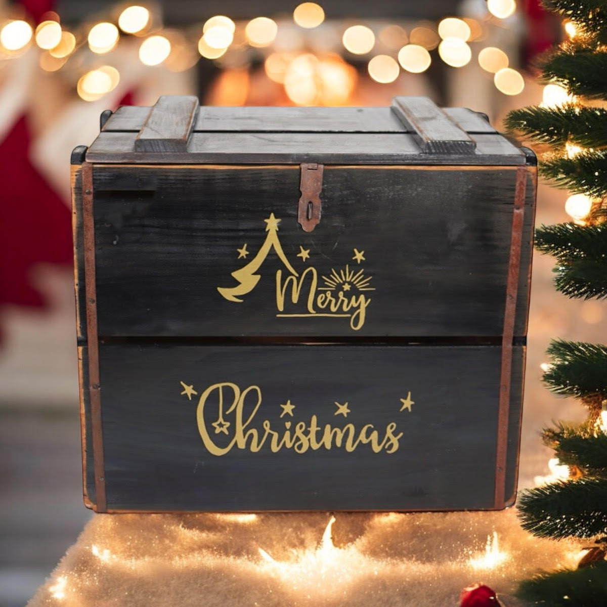 42CM BLACK WOODEN BOX