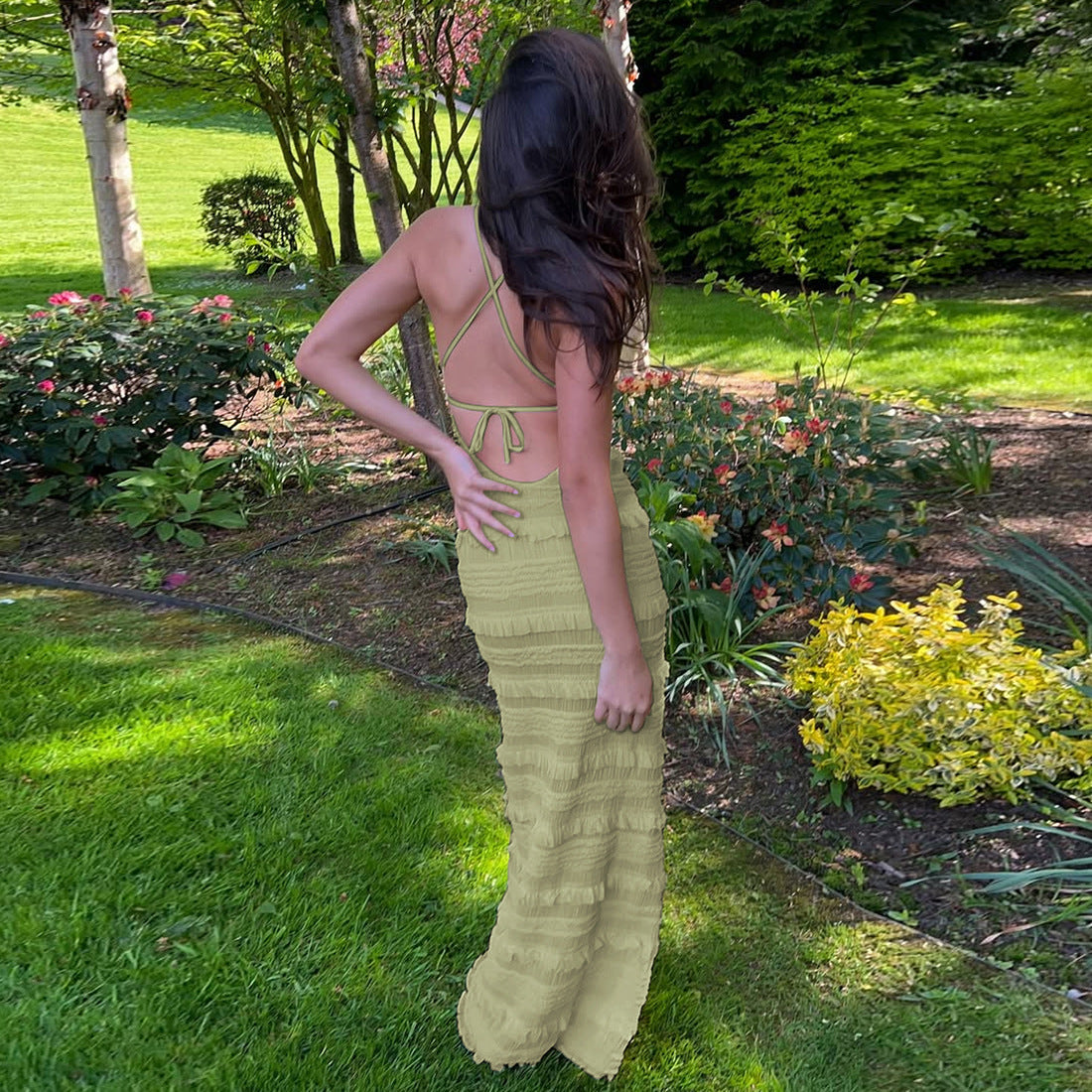 Fashion Women Tied Slim Fit Backless Dress