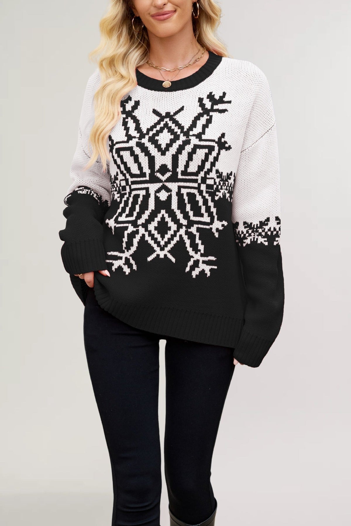Women's Large Snowflake Casual Sweater