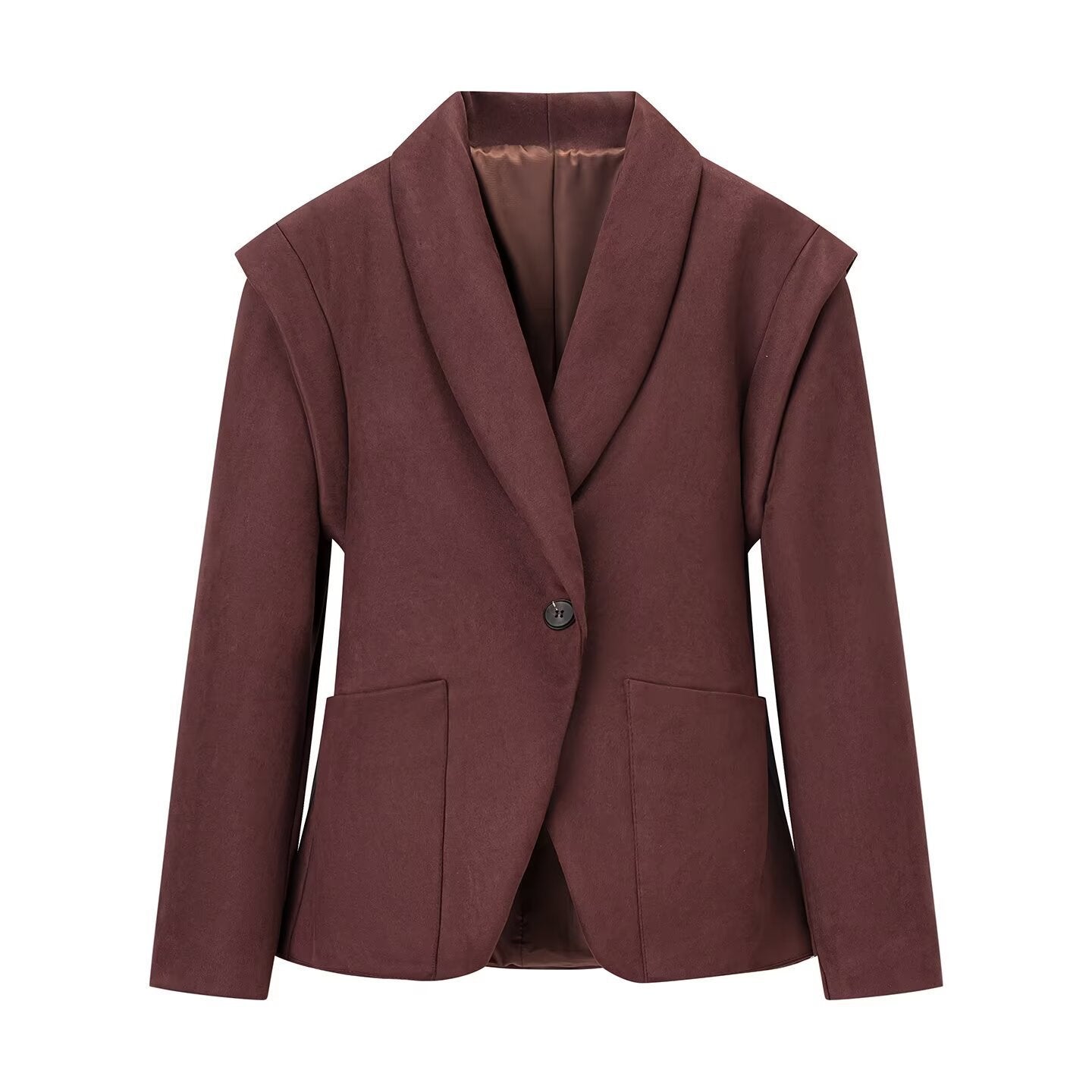 Retro Lapels Suede Waist-controlled Long Sleeves Jacket Coat