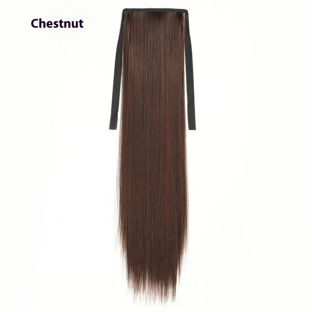 Lace-up Fashion Soft Wig Ponytail Realistic Matte Silk Long Straight Hair