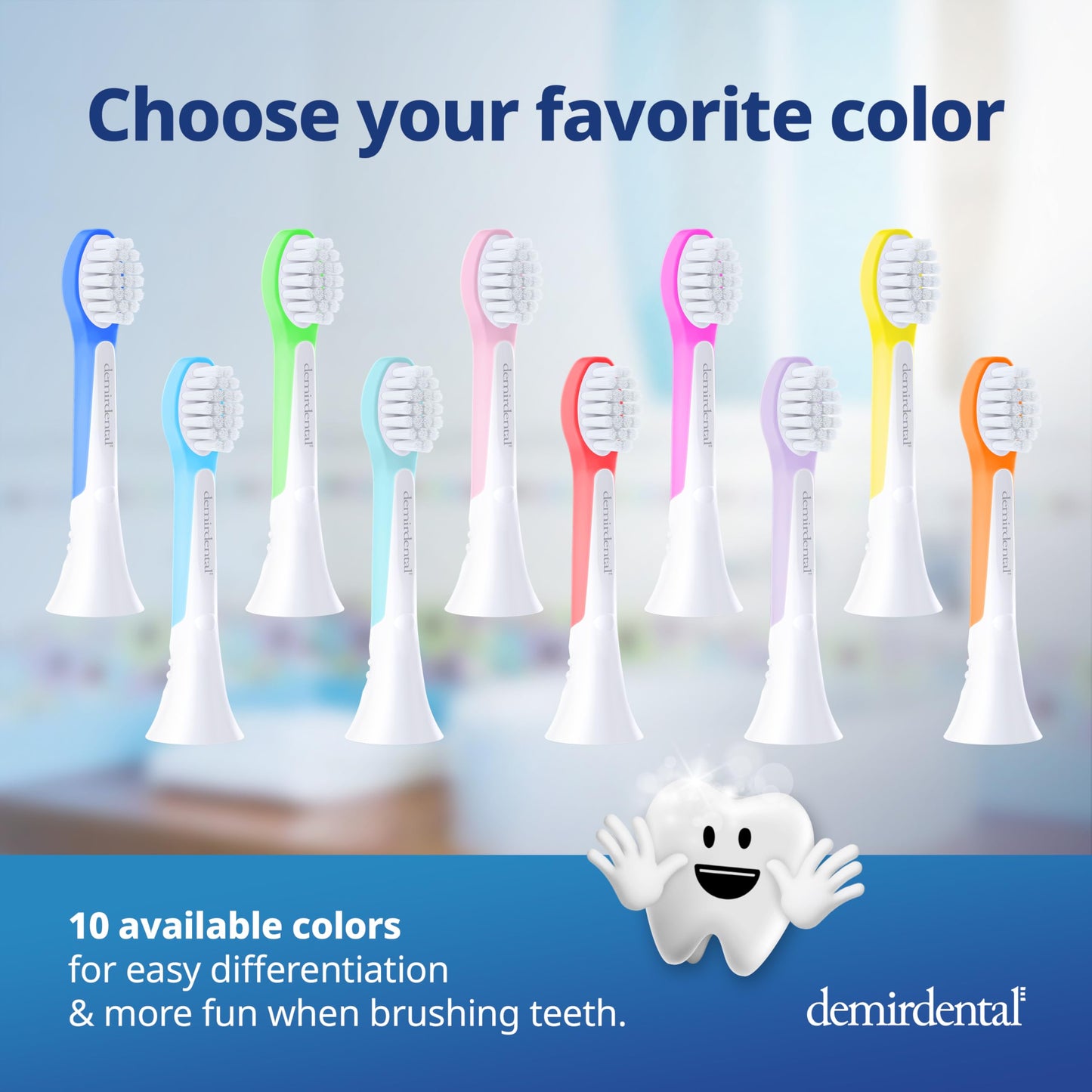 Demirdental Kids Mini Toothbrush Heads for Philips Sonicare Compact Kids (Ages 3-6) - Dark Blue