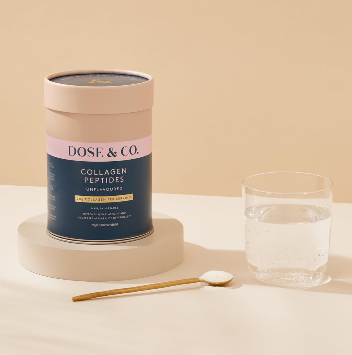 DOSE & CO Pure Collagen Peptides – Unflavored Powder, 10oz | Hair, Skin & Nails