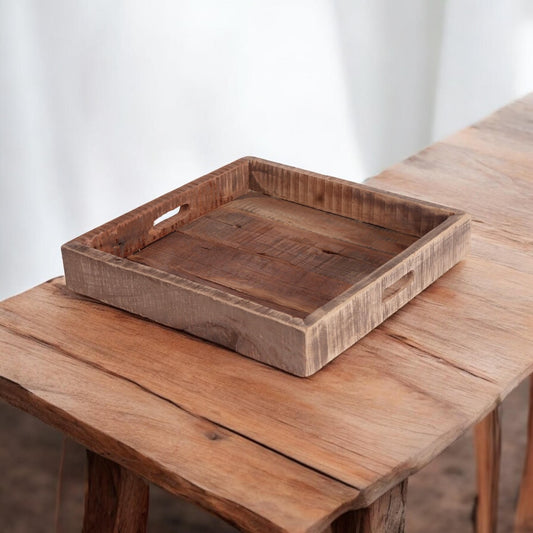 50CM RECLAIMED SQUARE WOODEN TRAY