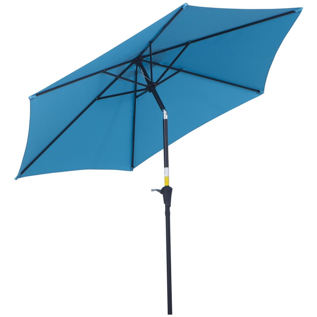 Carousel Patio Umbrella Parasol Sun Shade Garden Aluminium Blue 2.7M Outsunny