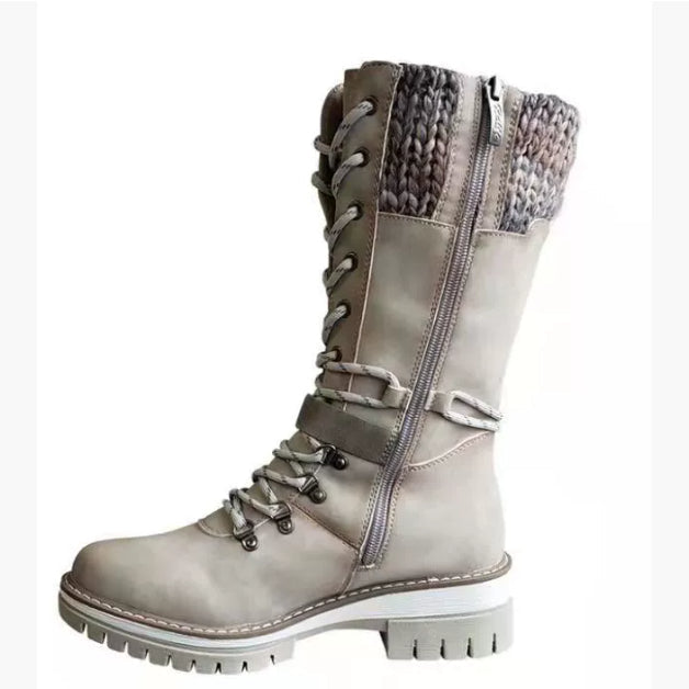 Fur Integrated Women's Shoes Thickened Warm Knee-high Snow Boots