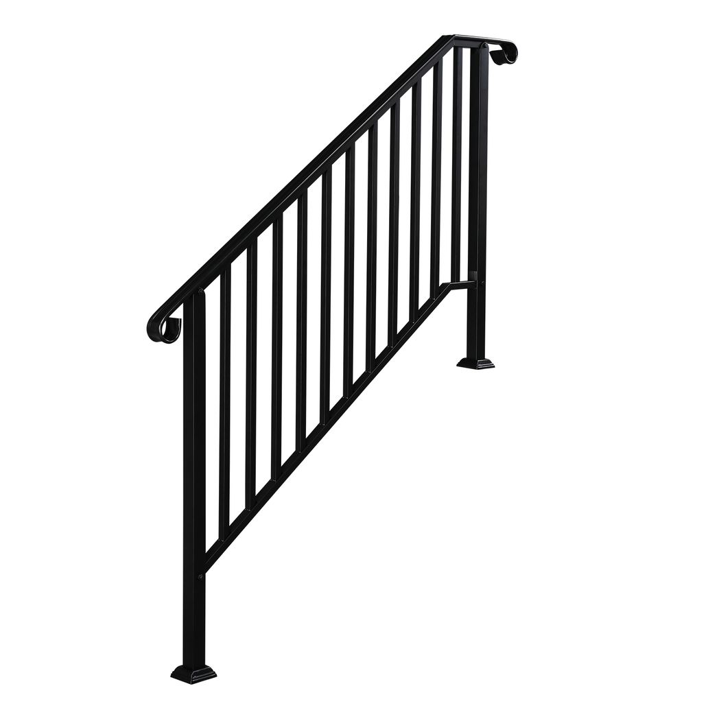 Artisasset Matte Black Outdoor 4 Level Iron Handrail
