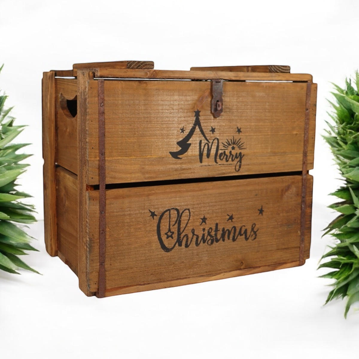 42CM WOODEN BOX MERRY CHRISTMAS