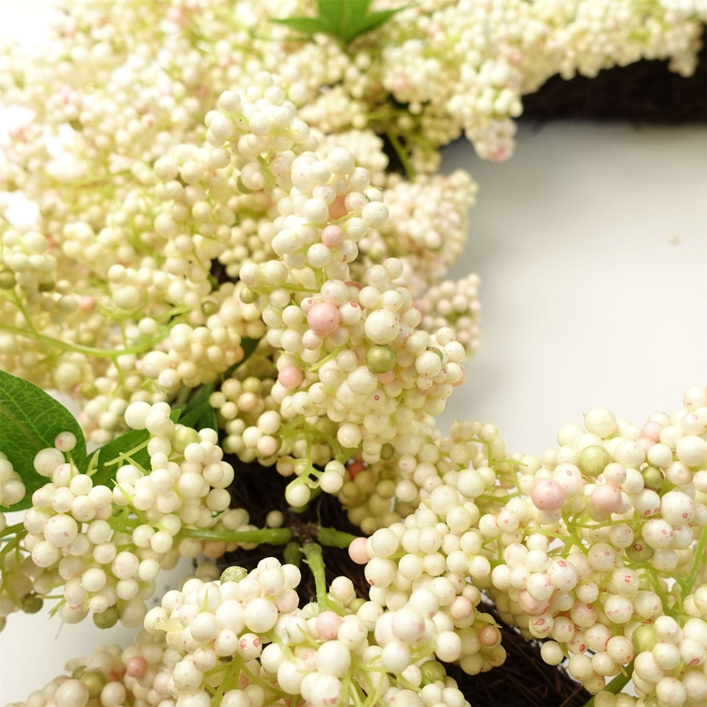 55cm Artificial Hanging White Berry Wreath