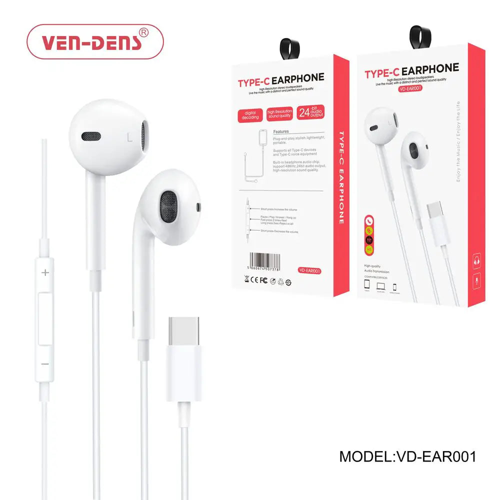 Type C Wired Earphone (VD-EAR001) White