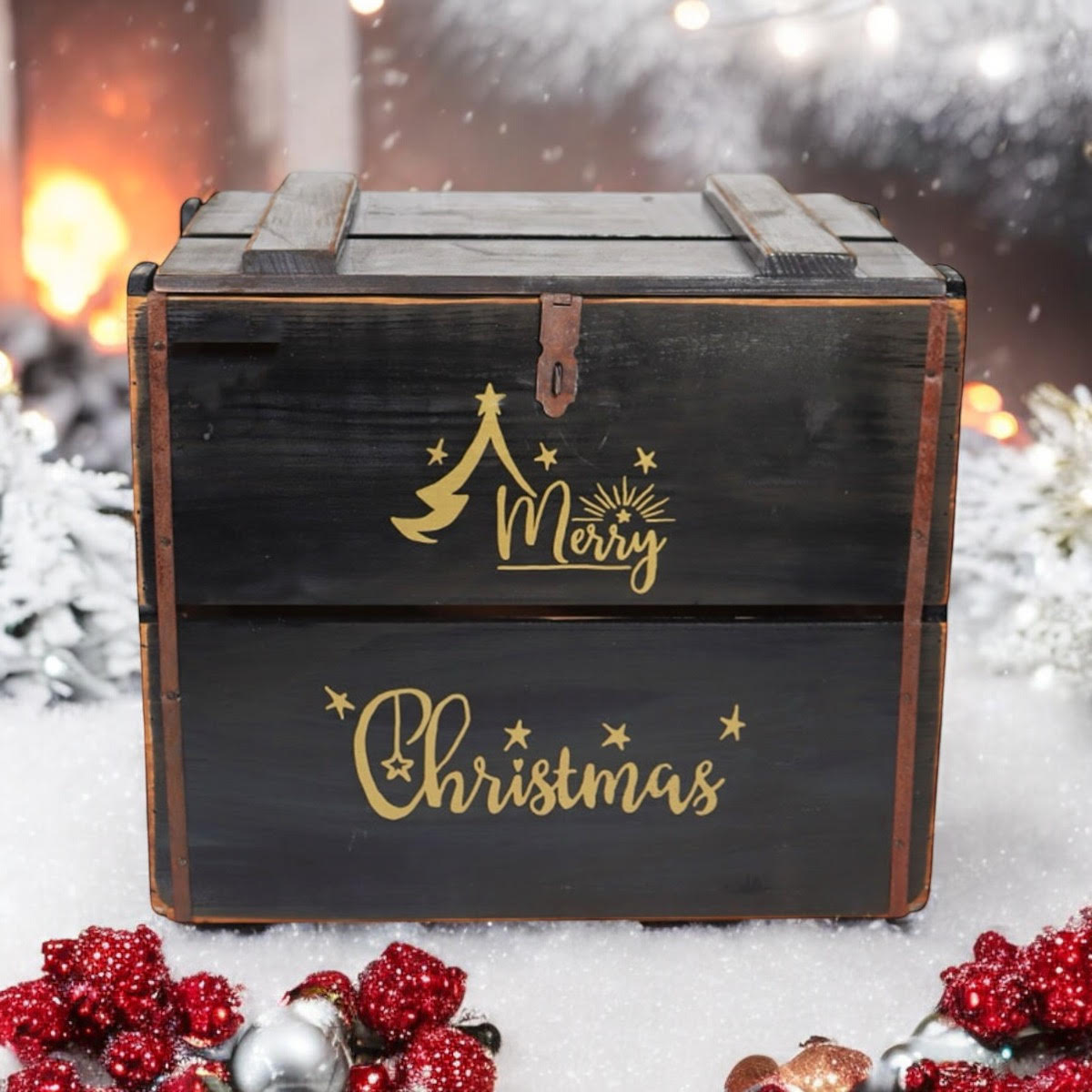 42CM BLACK WOODEN BOX