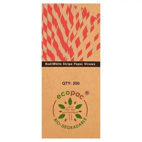 Ecopac Red/White Stripe Paper Straws