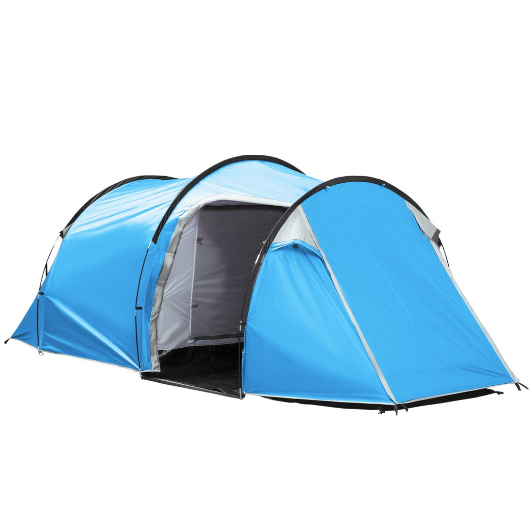Carousel 3 Man Camping Tent w/ 2 Rooms Porch Vents Rainfly Weather-Resistant Outsunny