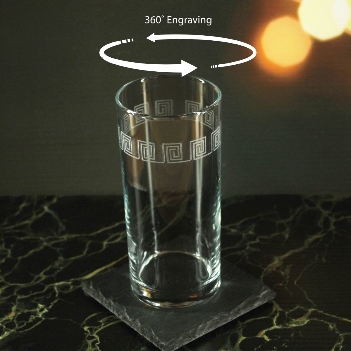 Engraved Geometric Swirls Set of 4 Patterned Hiball 12oz Glasses