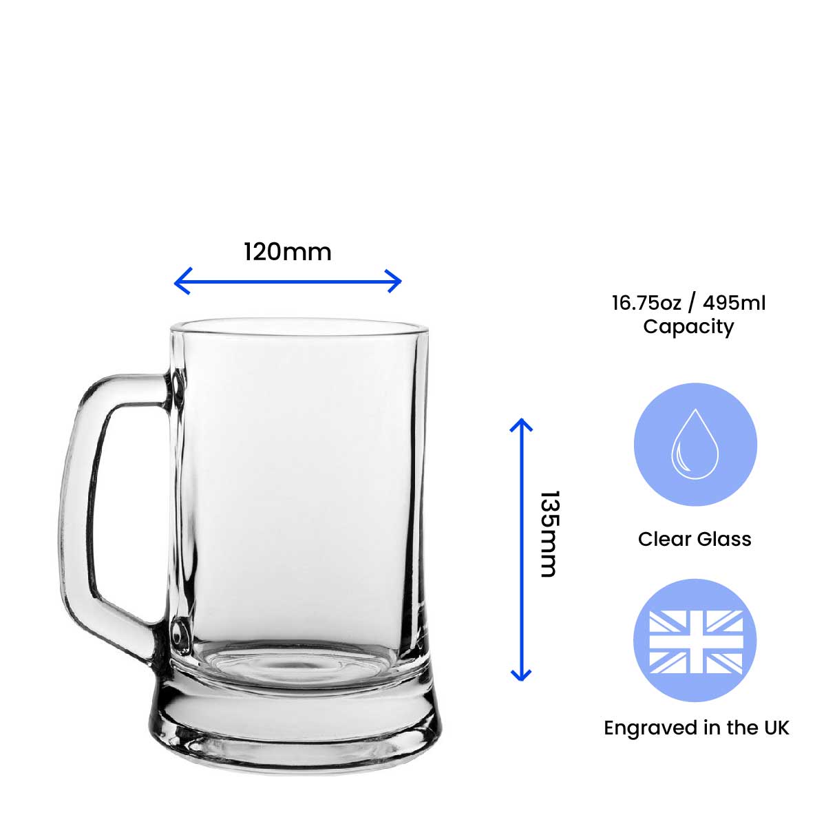 Engraved Tankard Beer Mug with Merry Christmas Design