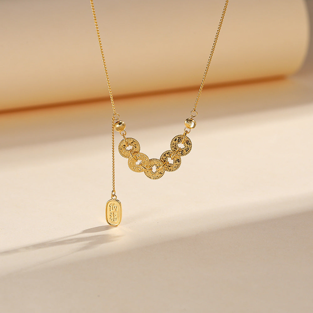Five Emperor Coins Gold Plated New Chinese Style Necklace