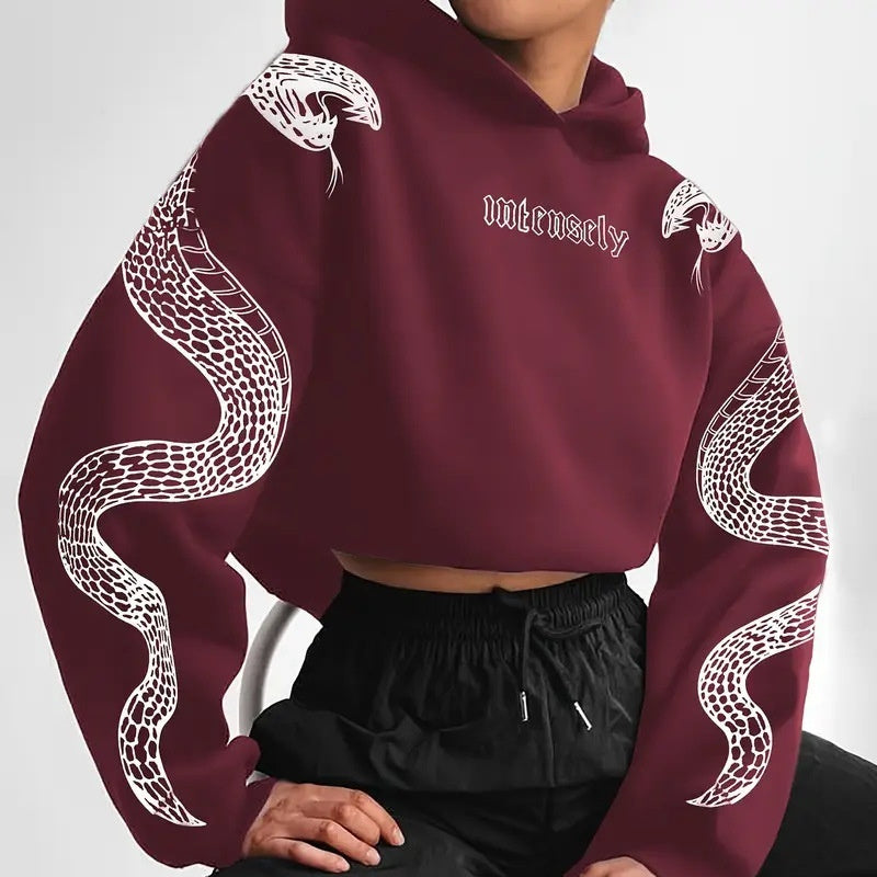 Printed Hooded Pullover Loose Retro Sweater