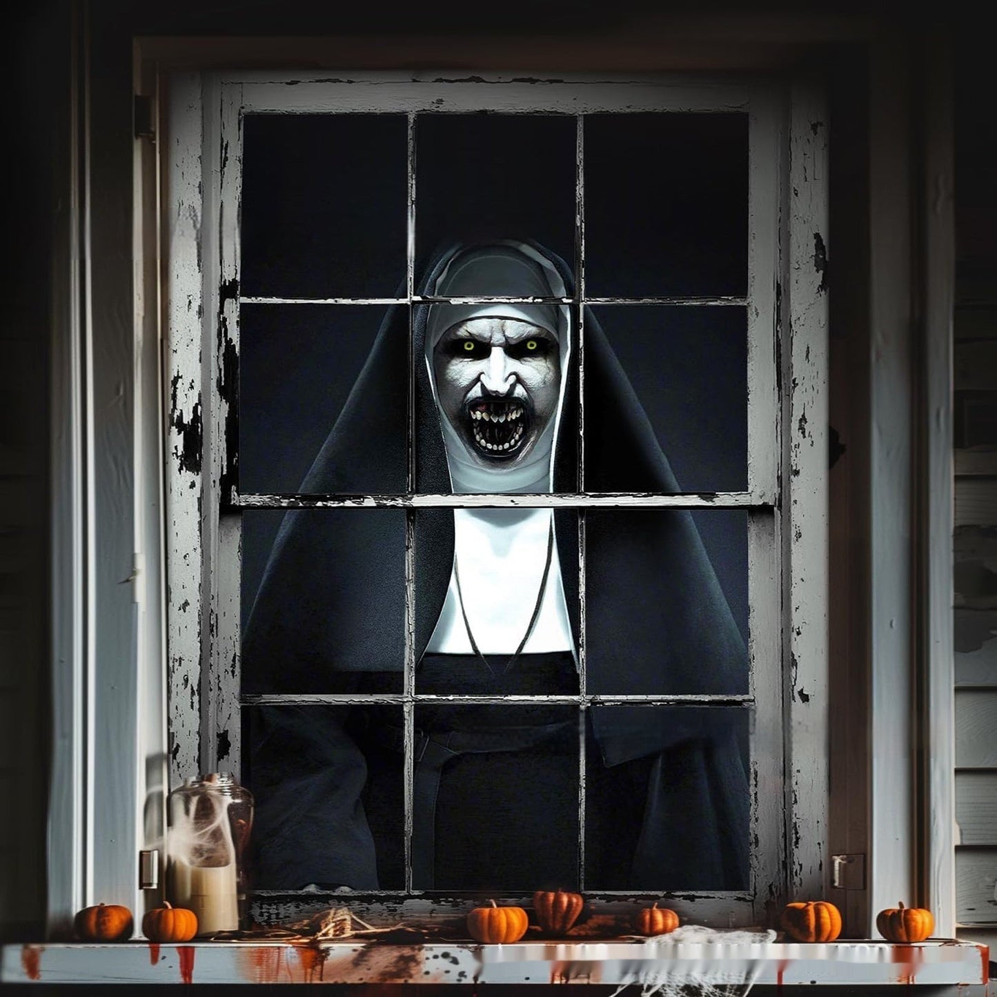 3D Holiday Window Cover Witch Halloween Window Cover