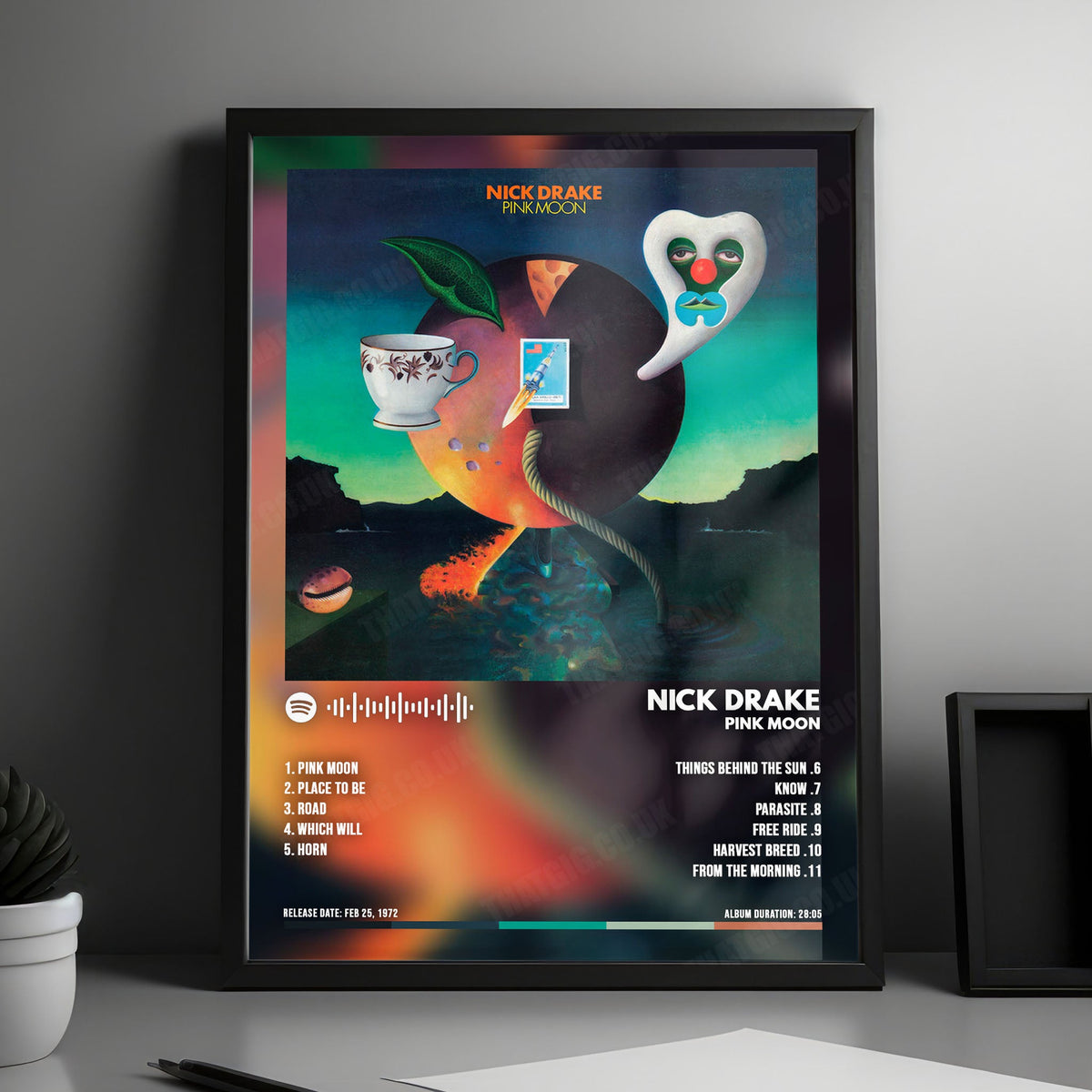 Nick Drake "Pink Moon" Album Cover Poster - with Complete Tracklist