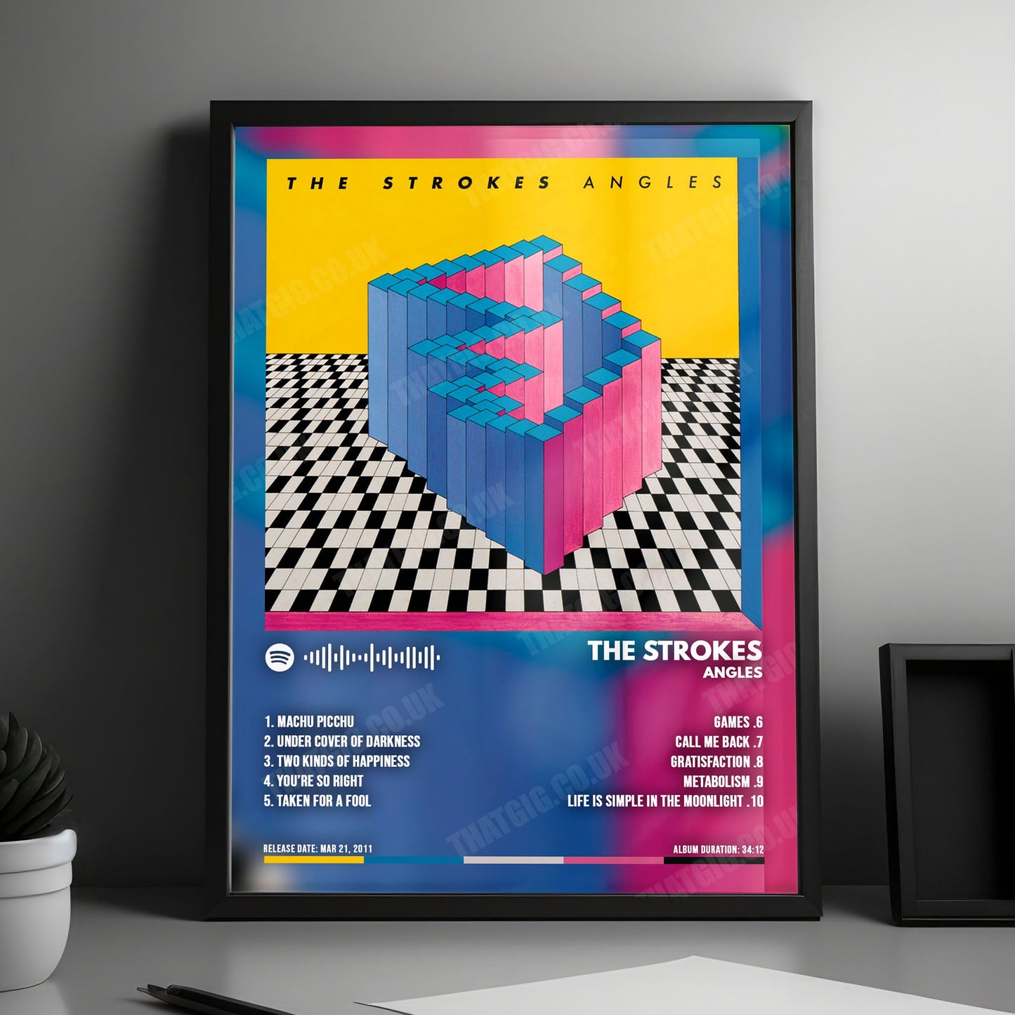 The Strokes "Angles" Album Cover Poster - with Complete Tracklist