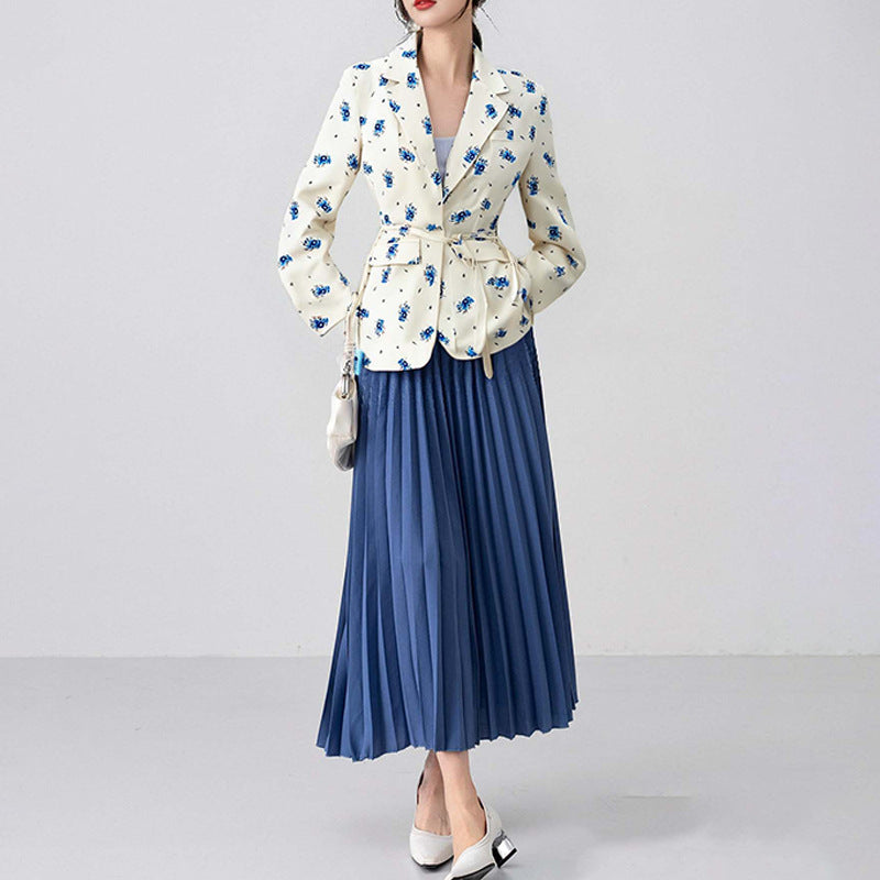 Collar Lace-up Waist-tight Suit Jacket