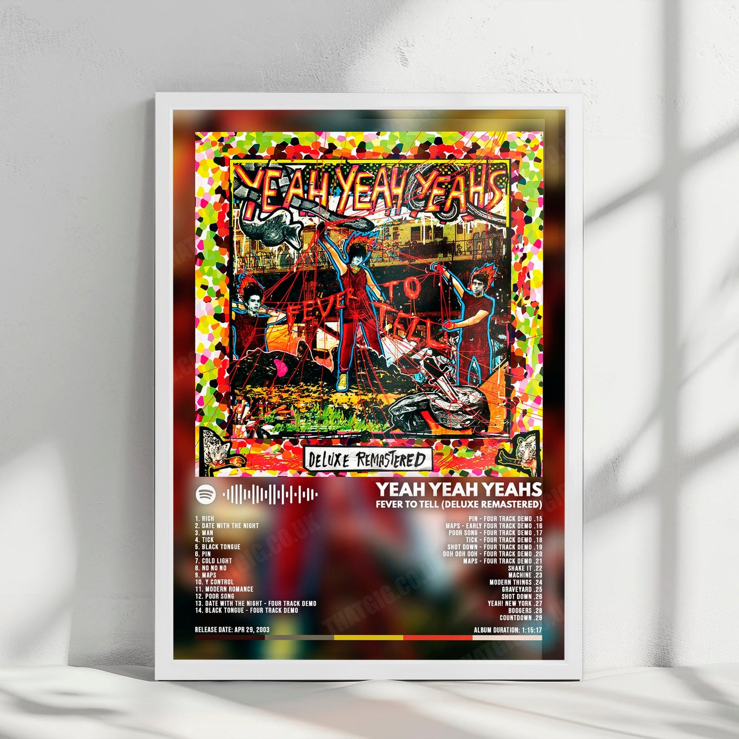 Yeah Yeah Yeahs "Fever to Tell" Album Cover Poster - with Complete Tracklist