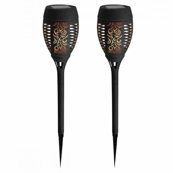 2 x LED Flickering Flame Outdoor Solar Torch Stake Light