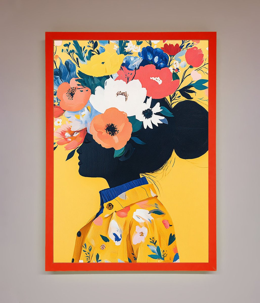Floral Explosion Yellow Framed Print