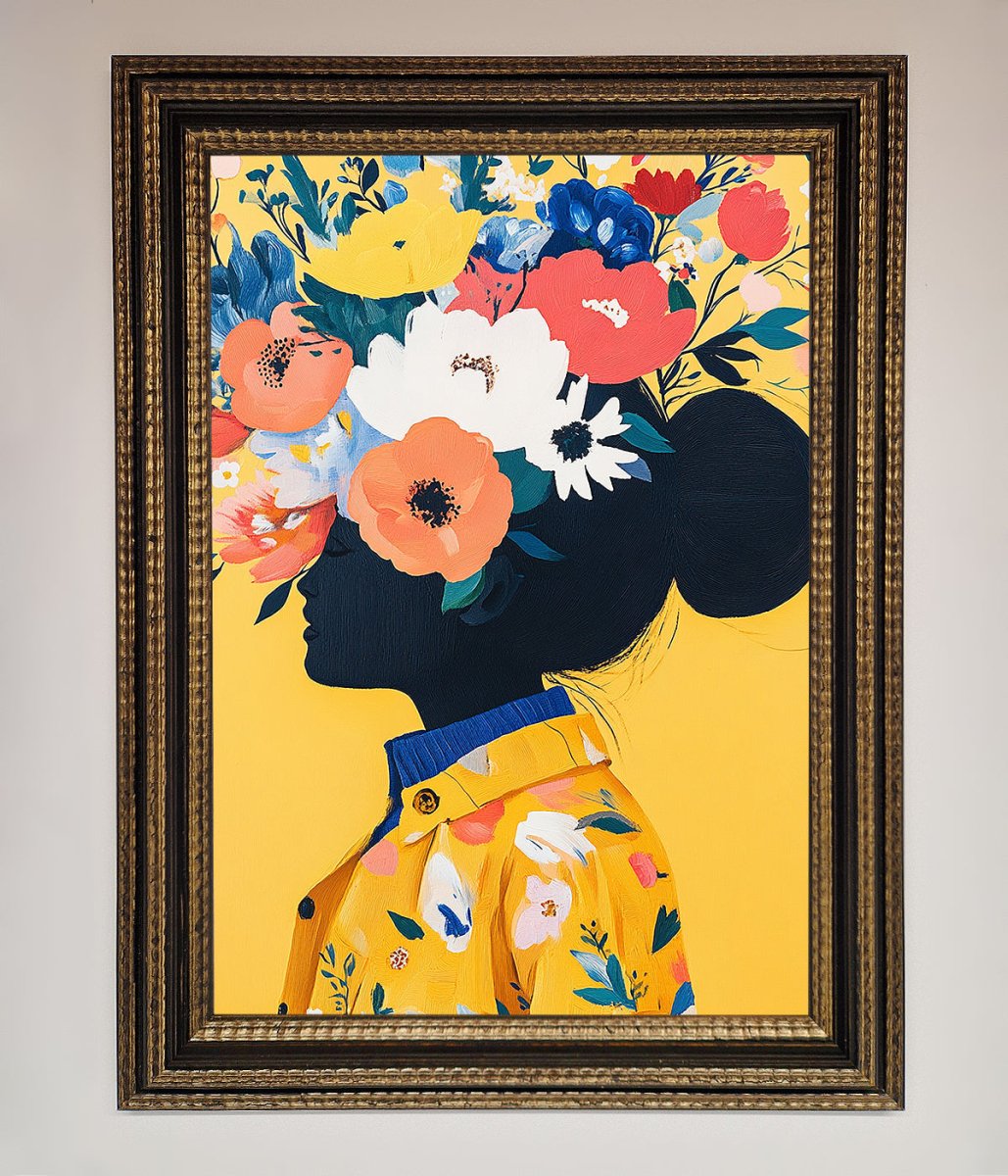Floral Explosion Yellow Framed Print