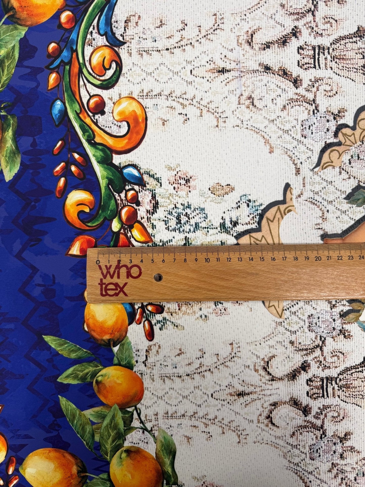 Floral Mosaic Lemon Angel Pattern Fabric Sold by Metre