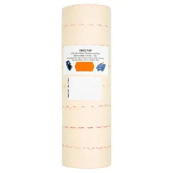 Fluo Red Removable Pricing Gun Labels 26x12mm 12k