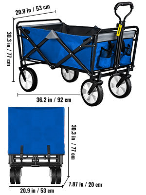 VEVOR Folding Wagon Cart Portable Outdoor Camping Beach Large Capacity Multifunction Adjustable Handle for Picnic Bbq Trolley