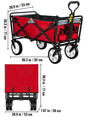 VEVOR Folding Wagon Cart Portable Outdoor Camping Beach Large Capacity Multifunction Adjustable Handle for Picnic Bbq Trolley