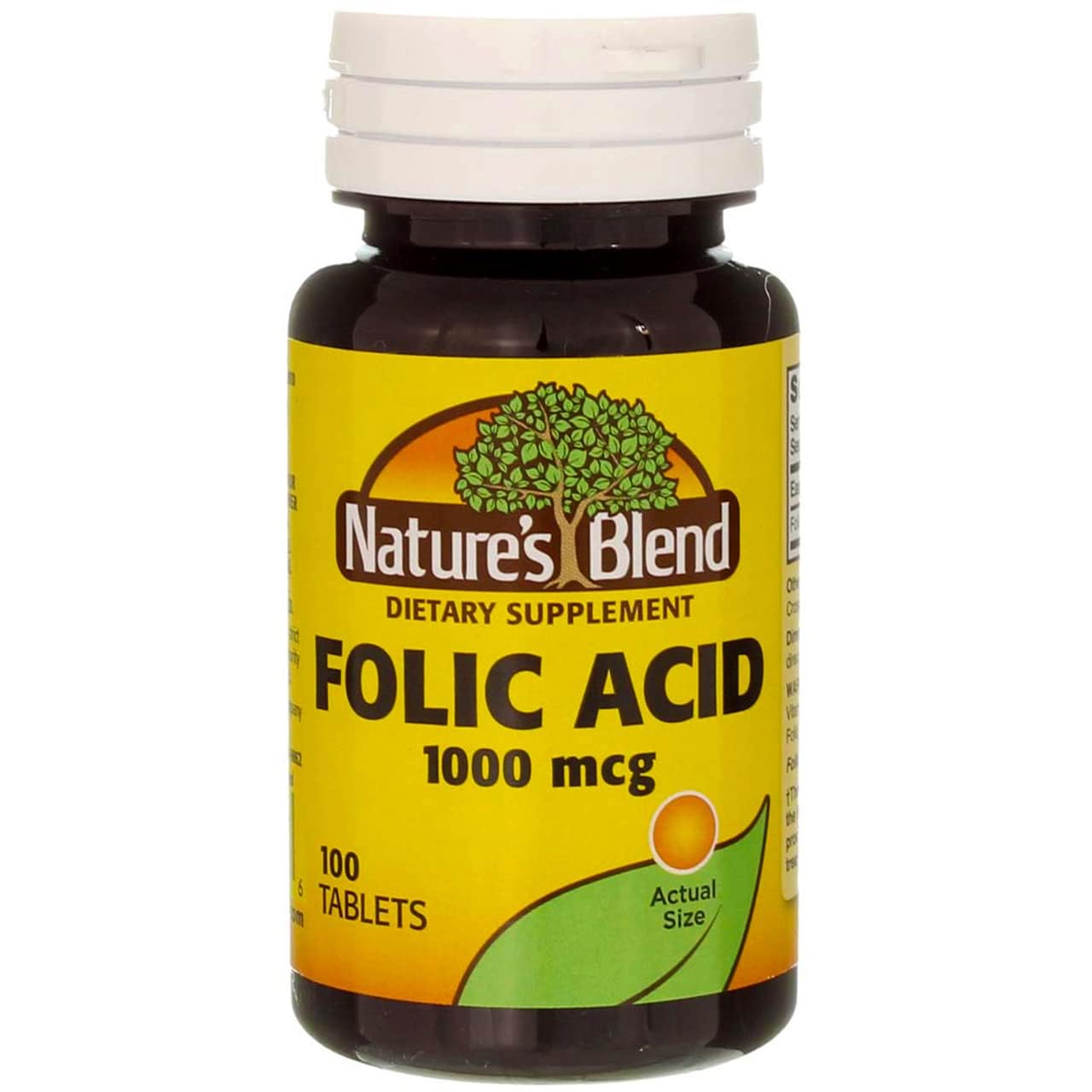 Folic Acid 1000 mcg – Nature's Blend | 100 Tablets | Gluten Free
