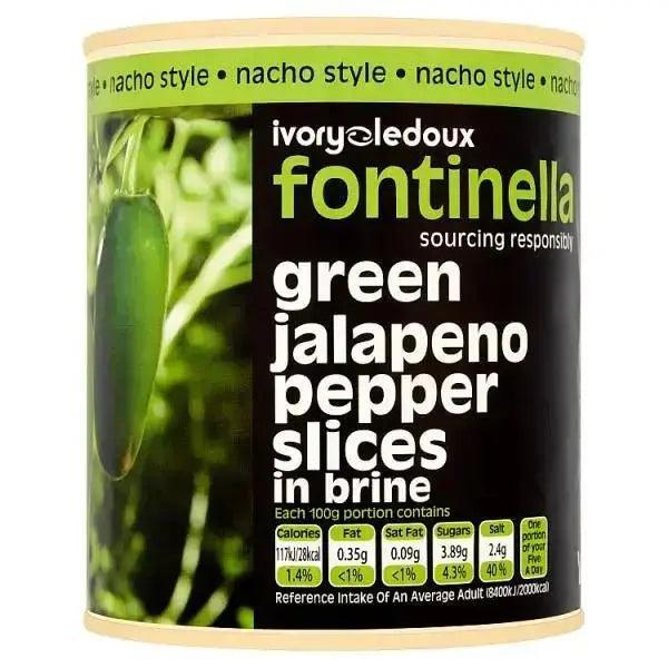 Fontinella Green Jalapeno Pepper Slices in Brine 800g (Drained Weight 450g)