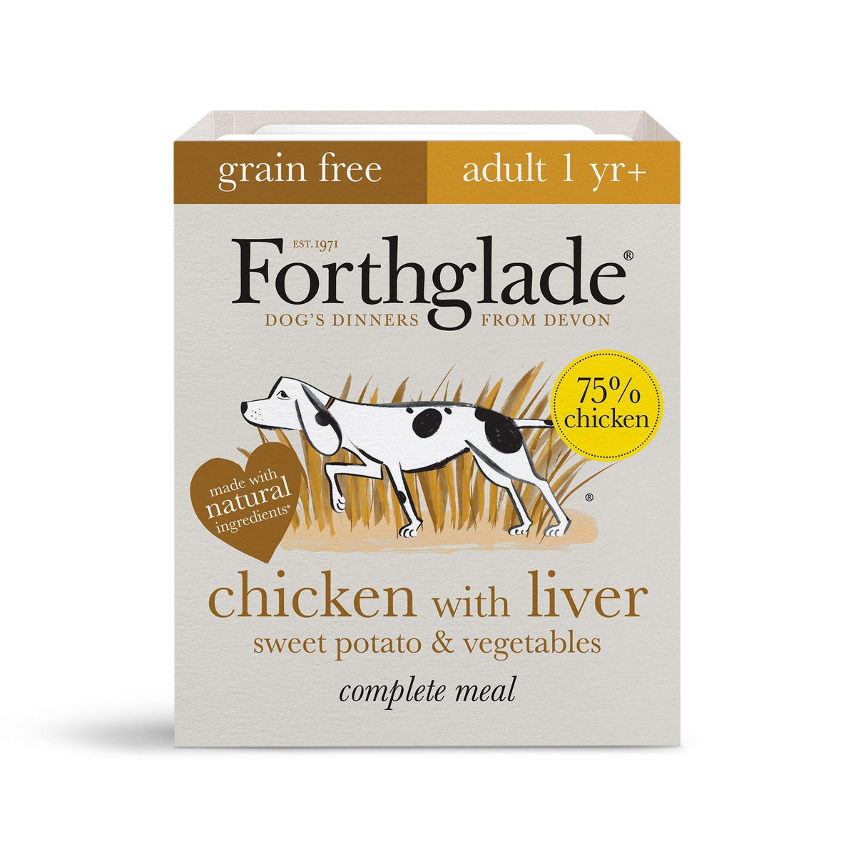 Forthglade Adult Complete Grain Free Chicken with Liver Trays 395g - Case of 18