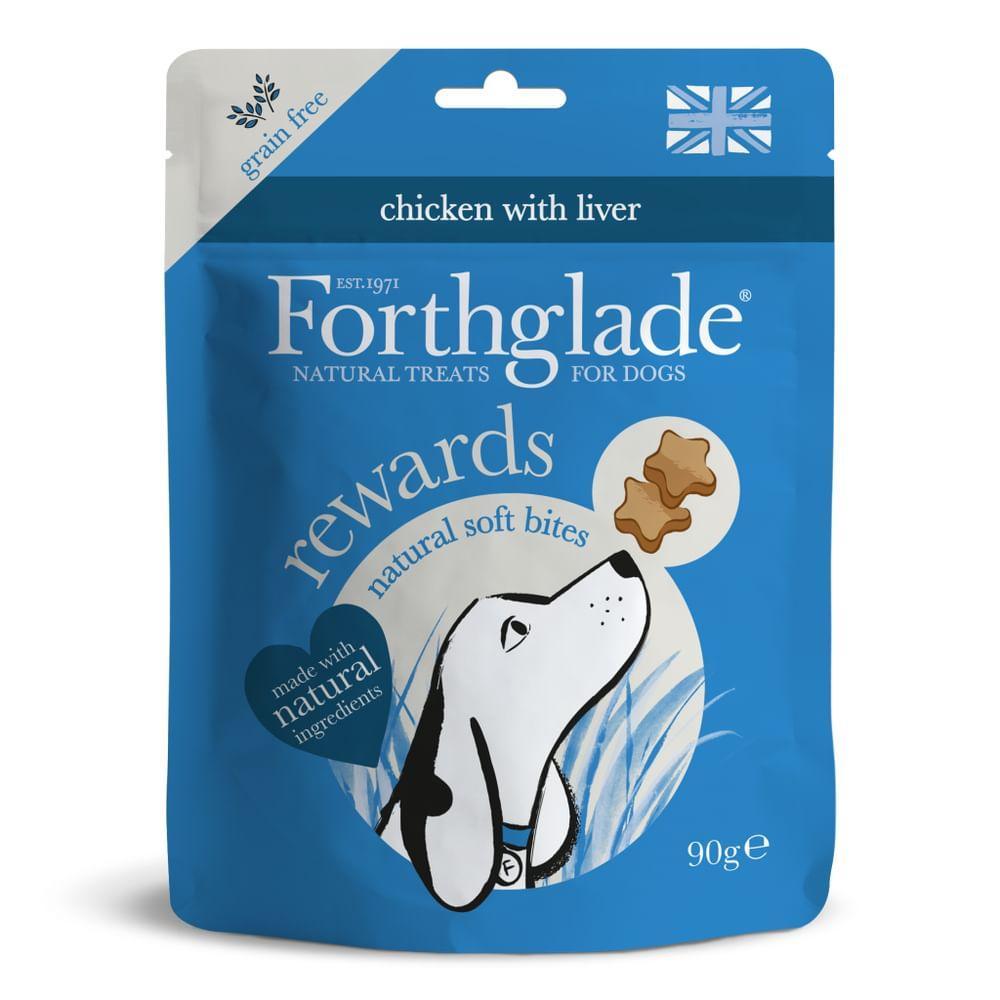 Forthglade Natural Soft Bites Rewards Grain Free Chicken with Liver Treats 90g - Case of 8