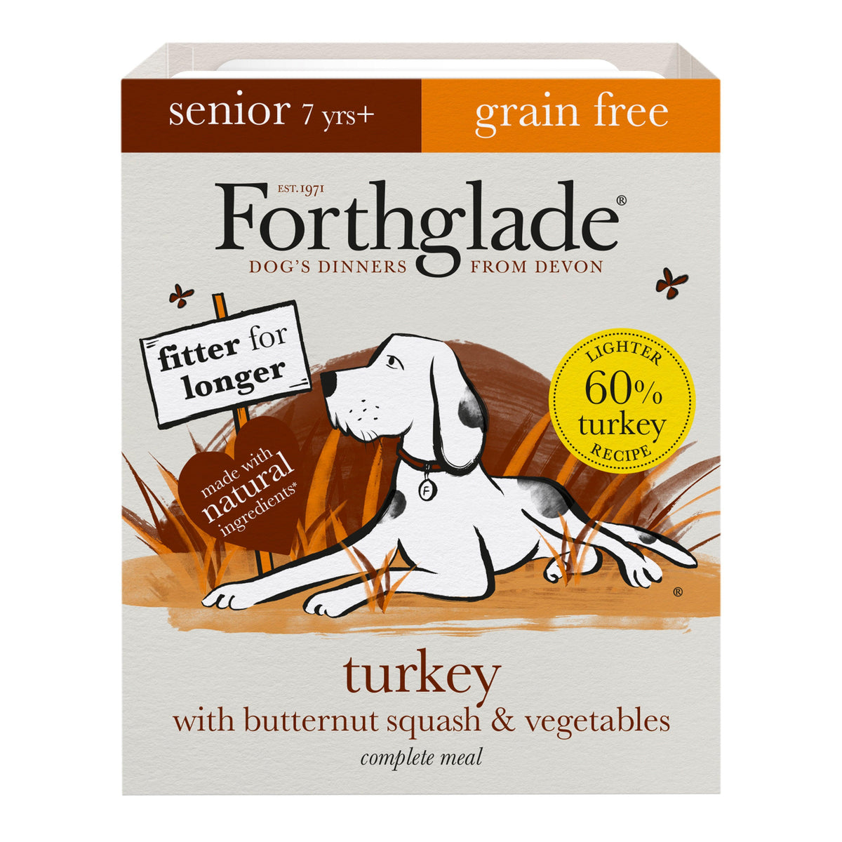 Forthglade Senior Complete Grain Free Turkey Butternut Squash and Vegetables Trays 395g - Case of 18