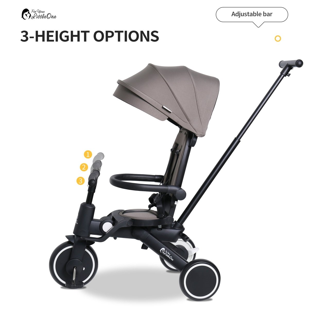 Foryourlittleone Xplor 6 in 1 Foldable Trike - Pastel Pink (10m-4y)