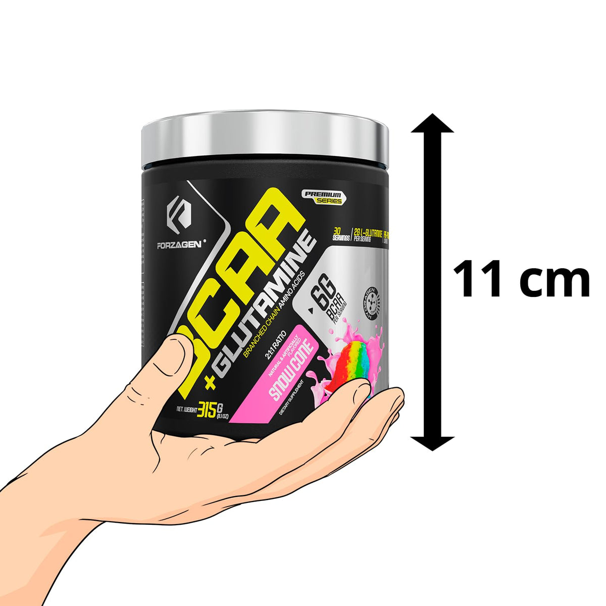 Forzagen BCAAs Amino Acids Powder with Glutamine - BCAA Supplements, 30 Servings