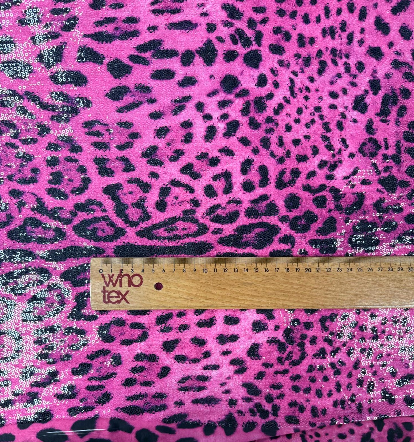 Fuchsia Leopard Sequin Fabric for Party Fashion